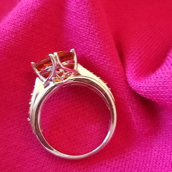 💕💕Mederia citrine and orange sapphires ring - Picture 4 of 16